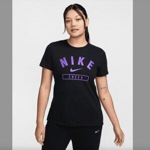 NWT Nike Women’s Cheer T-shirt | Size L | Black Tee Purple logo | Cheerleading